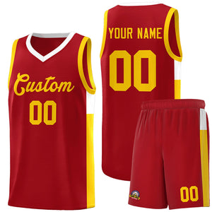 Custom Red Gold Side Two-Tone Classic Sports Uniform Basketball Jersey