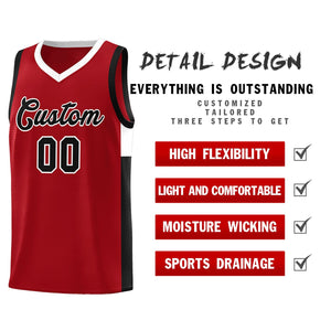 Custom Red Black-White Side Two-Tone Classic Sports Uniform Basketball Jersey