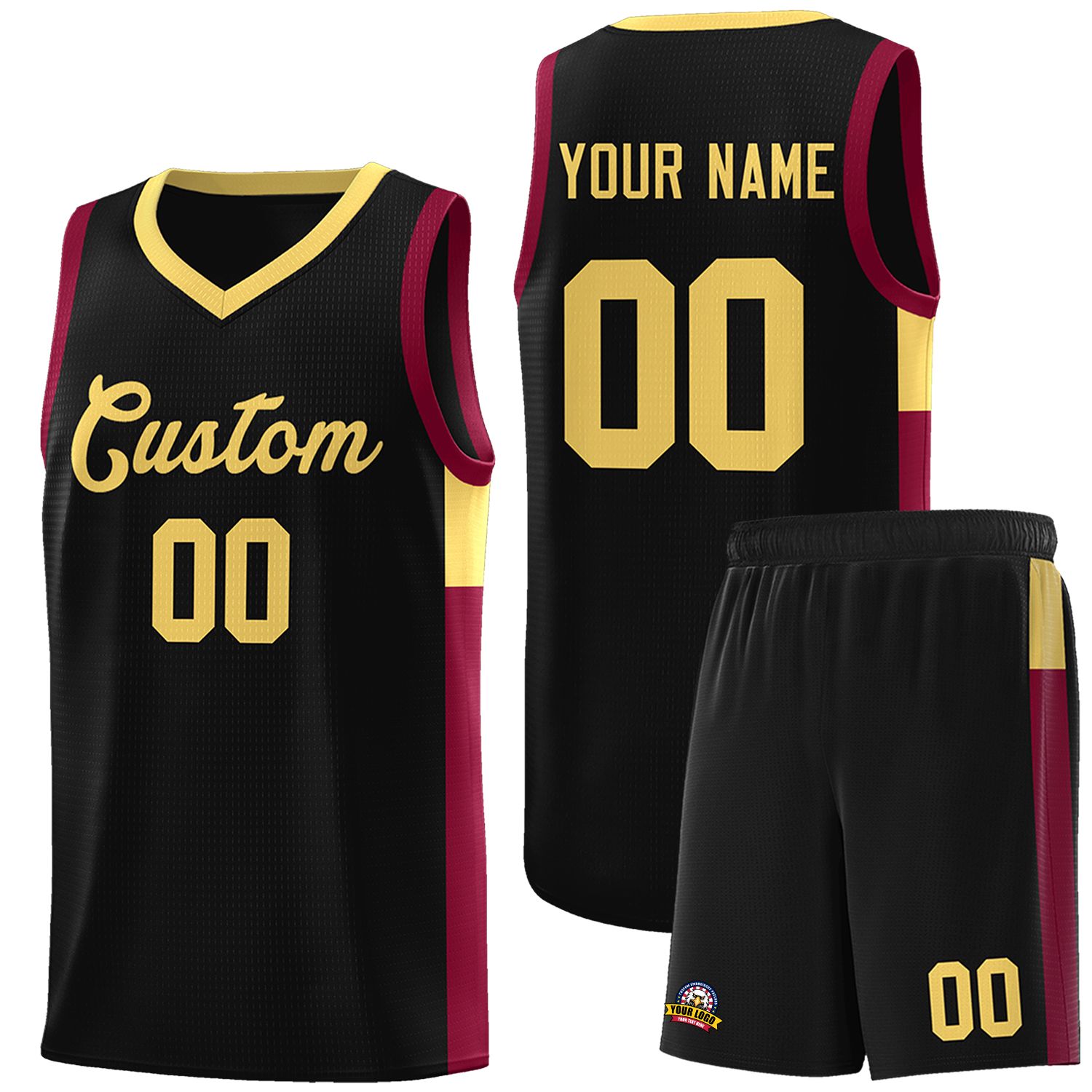 Custom Black Khaki Side Two-Tone Classic Sports Uniform Basketball Jersey