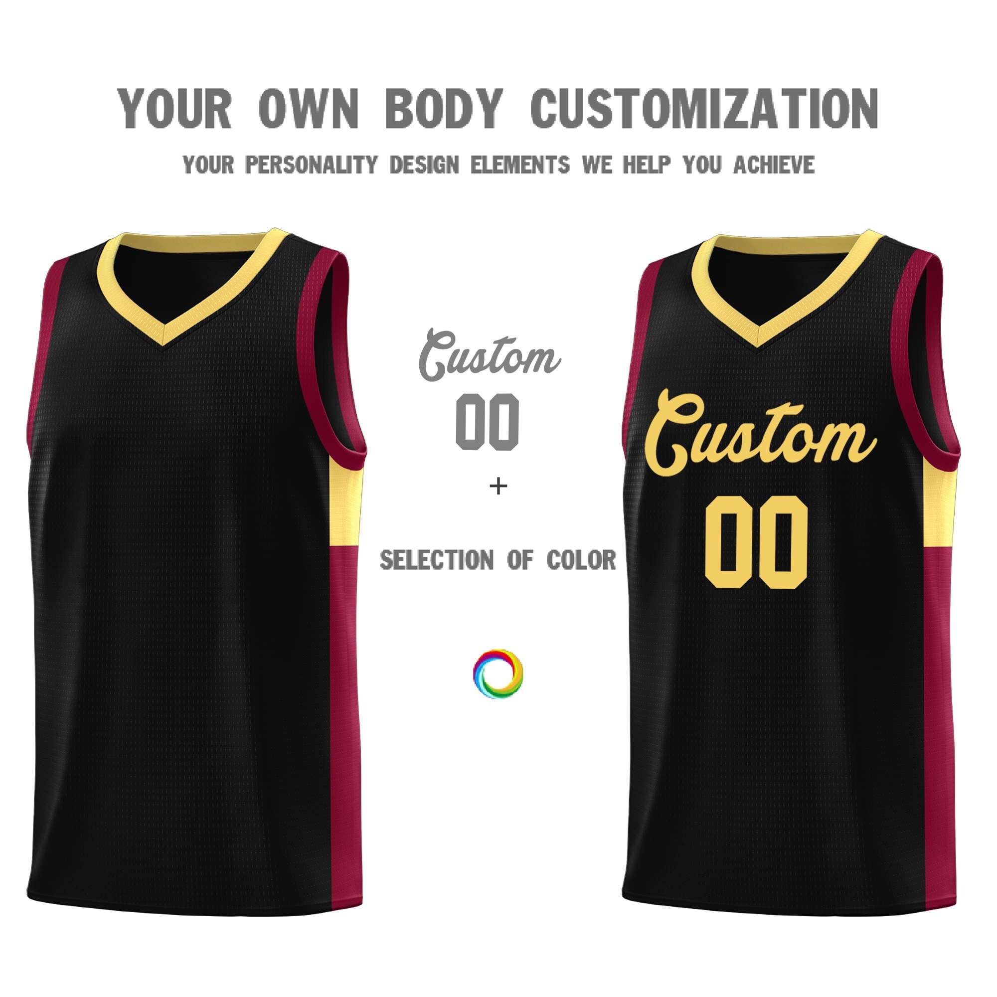 Custom Black Khaki Side Two-Tone Classic Sports Uniform Basketball Jersey