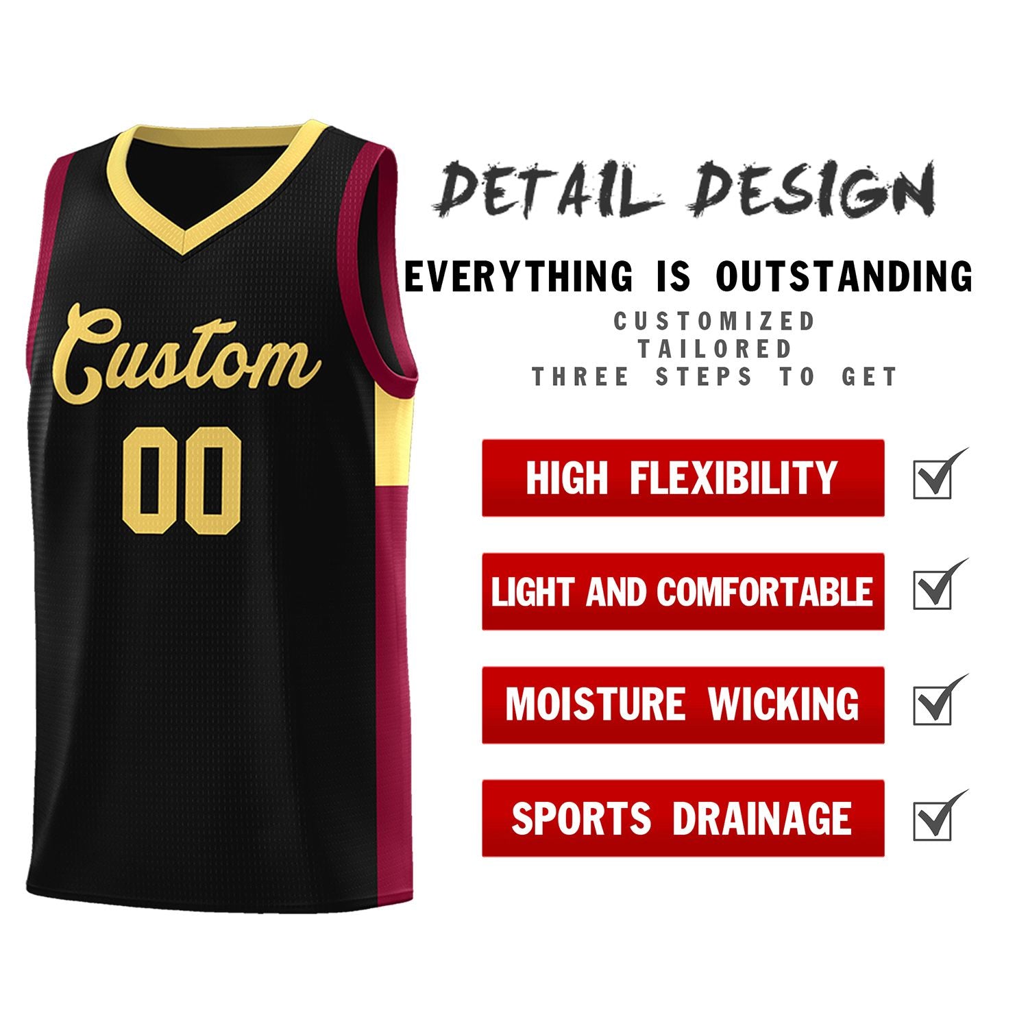 Custom Black Khaki Side Two-Tone Classic Sports Uniform Basketball Jersey