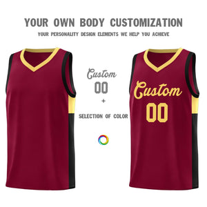 Custom Crimson Khaki Side Two-Tone Classic Sports Uniform Basketball Jersey