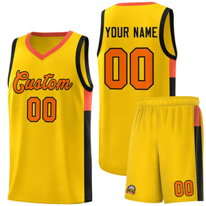 Custom Gold Orange-Black Side Two-Tone Classic Sports Uniform Basketball Jersey