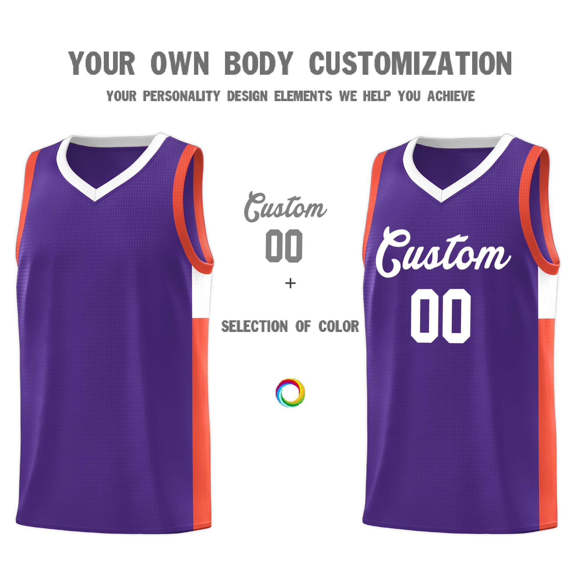 Custom Purple White Side Two-Tone Classic Sports Uniform Basketball Jersey