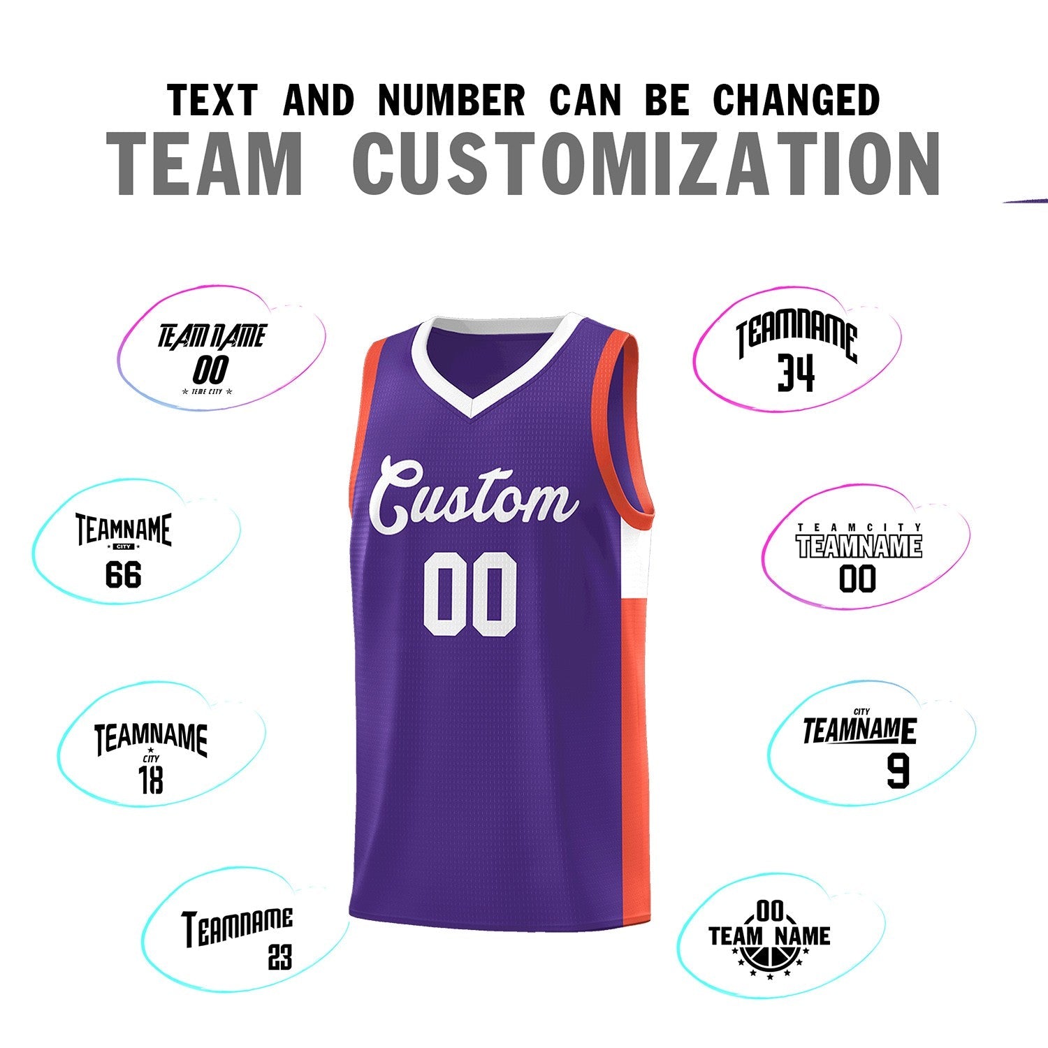 Custom Purple White Side Two-Tone Classic Sports Uniform Basketball Jersey