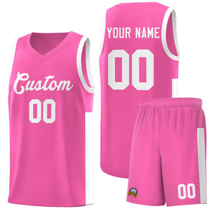 Custom Pink White Side Two-Tone Classic Sports Uniform Basketball Jersey