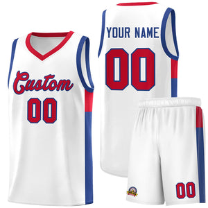 Custom White Red-Royal Side Two-Tone Classic Sports Uniform Basketball Jersey