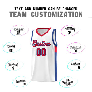 Custom White Red-Royal Side Two-Tone Classic Sports Uniform Basketball Jersey