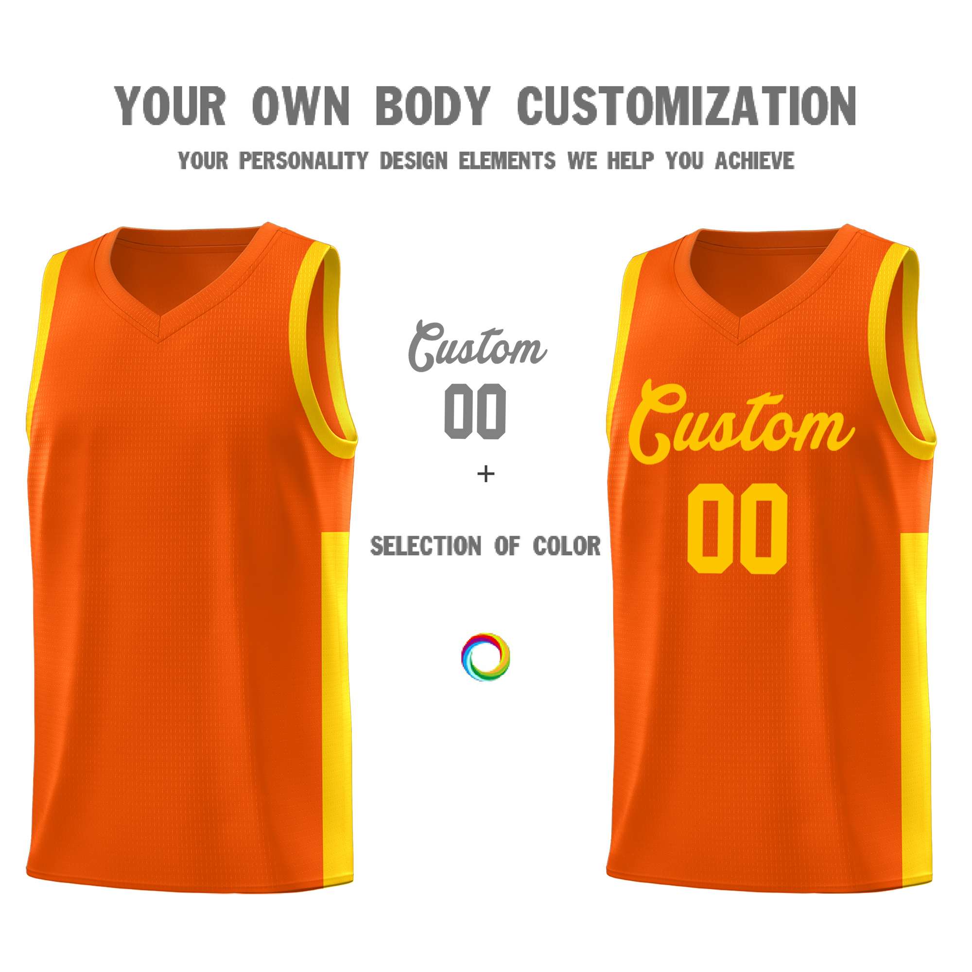 Custom Orange Gold Side Two-Tone Classic Sports Uniform Basketball Jersey