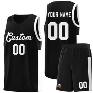 Custom Black White Side Two-Tone Classic Sports Uniform Basketball Jersey