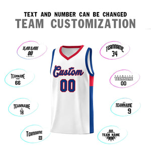 Custom White Royal-Red Side Two-Tone Classic Sports Uniform Basketball Jersey