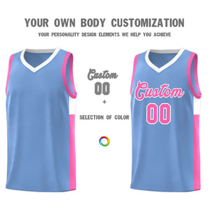 Custom Light Blue Pink Side Two-Tone Classic Sports Uniform Basketball Jersey