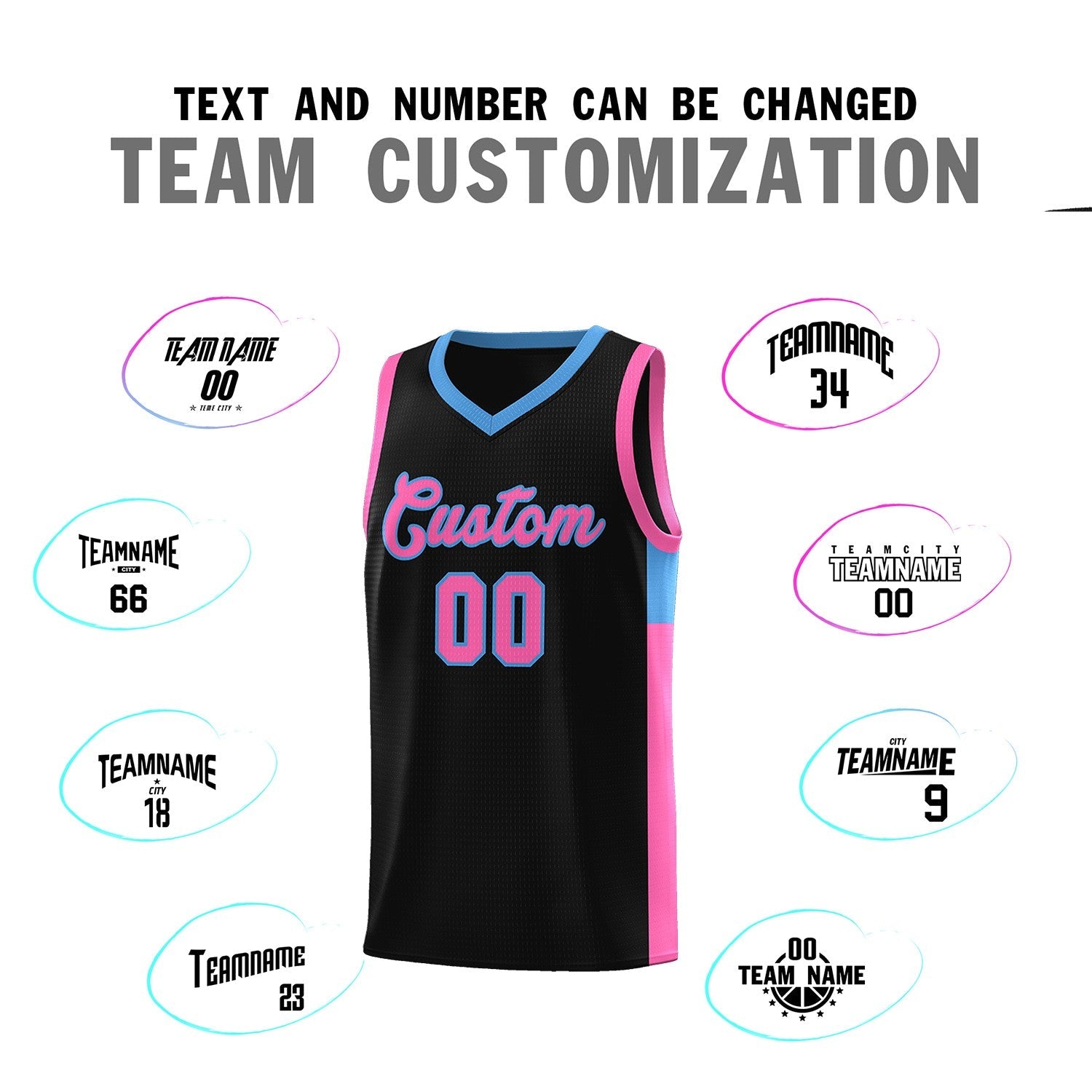 Custom Black Pink Side Two-Tone Classic Sports Uniform Basketball Jersey