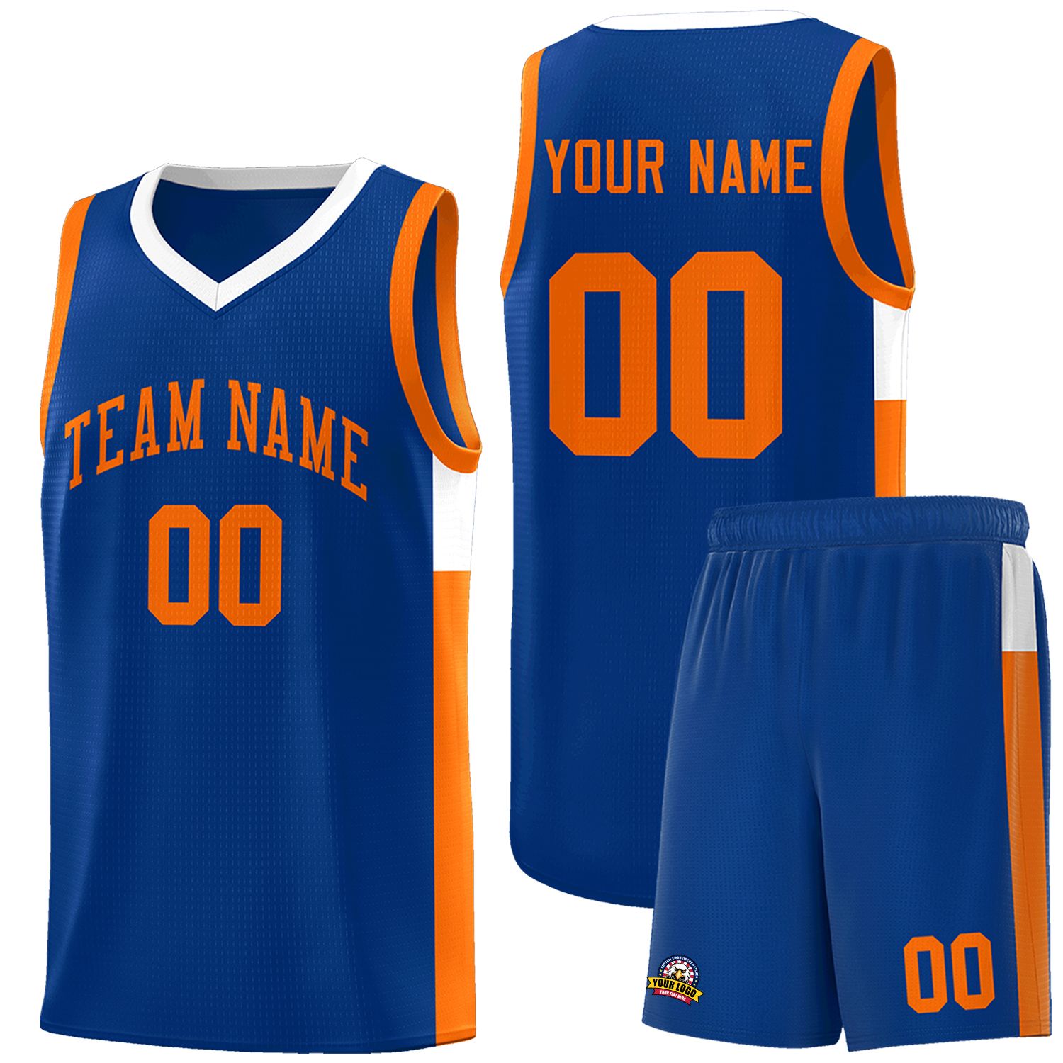 Custom Royal Orange Side Two-Tone Classic Sports Uniform Basketball Jersey