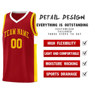 Custom Red Gold Side Two-Tone Classic Sports Uniform Basketball Jersey