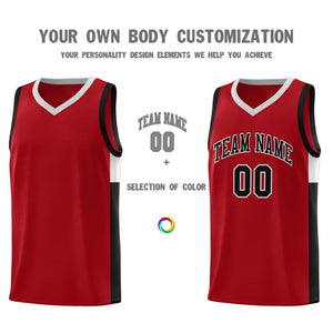 Custom Red Black-Gray Side Two-Tone Classic Sports Uniform Basketball Jersey