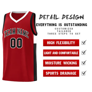 Custom Red Black-White Side Two-Tone Classic Sports Uniform Basketball Jersey