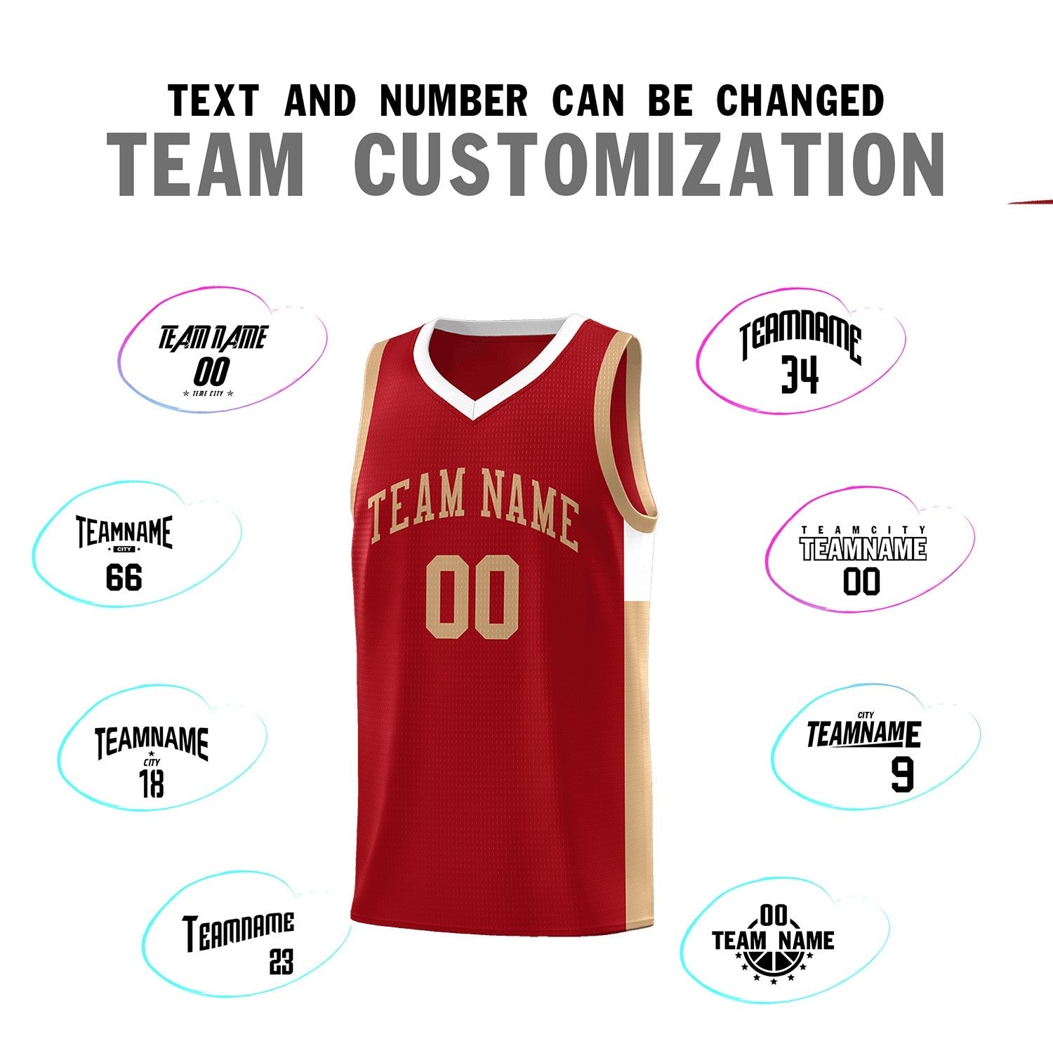 Custom Red Old Gold Side Two-Tone Classic Sports Uniform Basketball Jersey