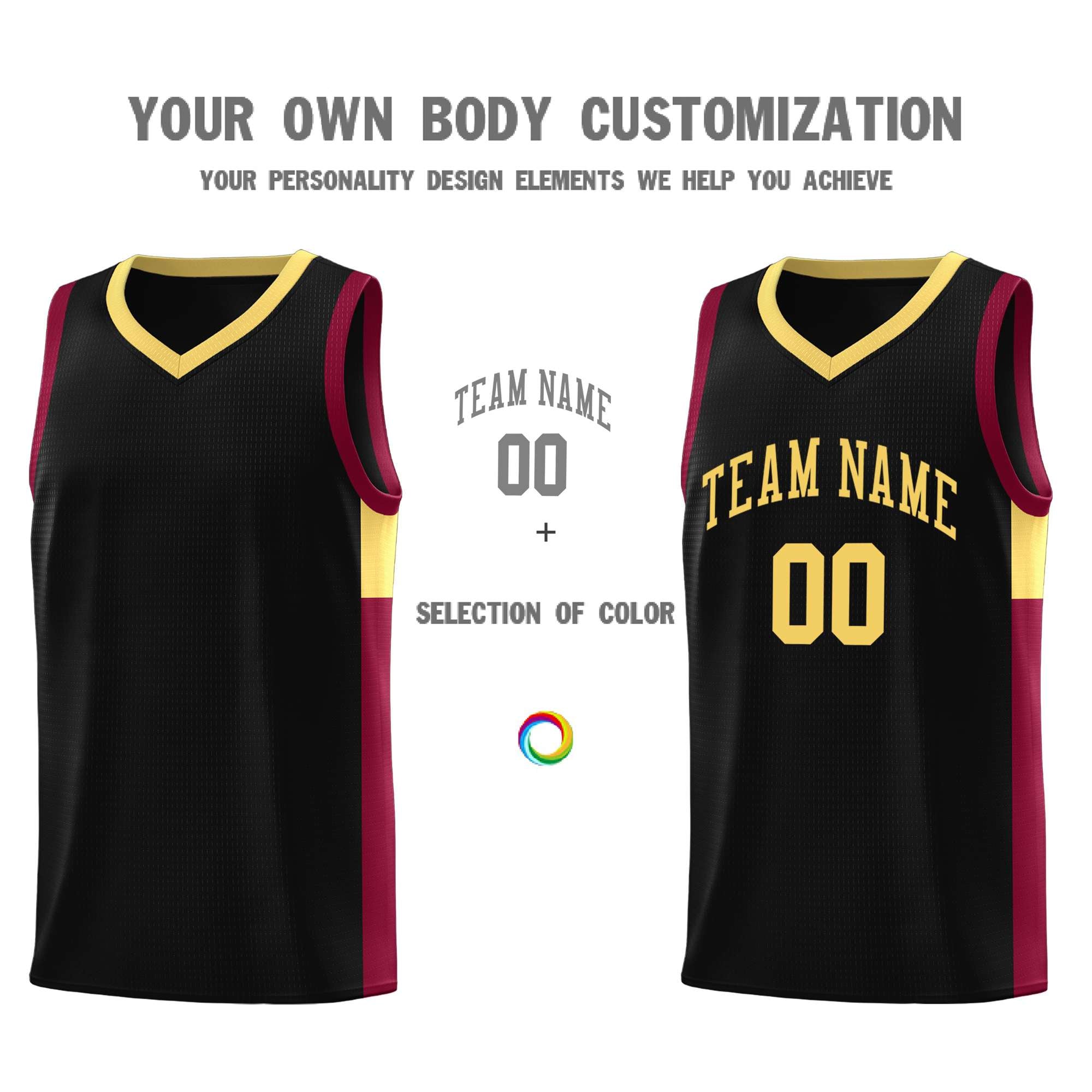 Custom Black Khaki Side Two-Tone Classic Sports Uniform Basketball Jersey