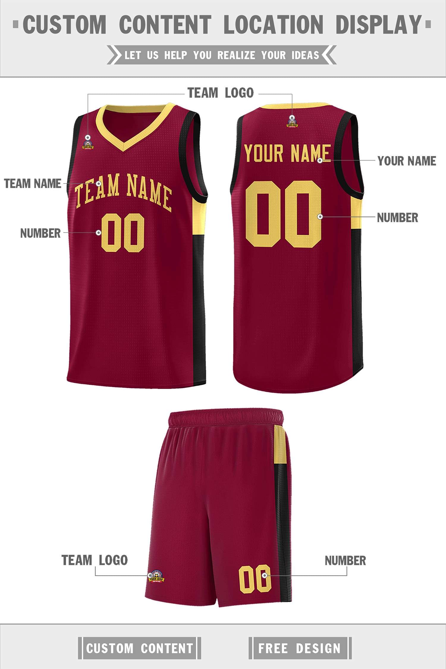 Custom Crimson Khaki Side Two-Tone Classic Sports Uniform Basketball Jersey