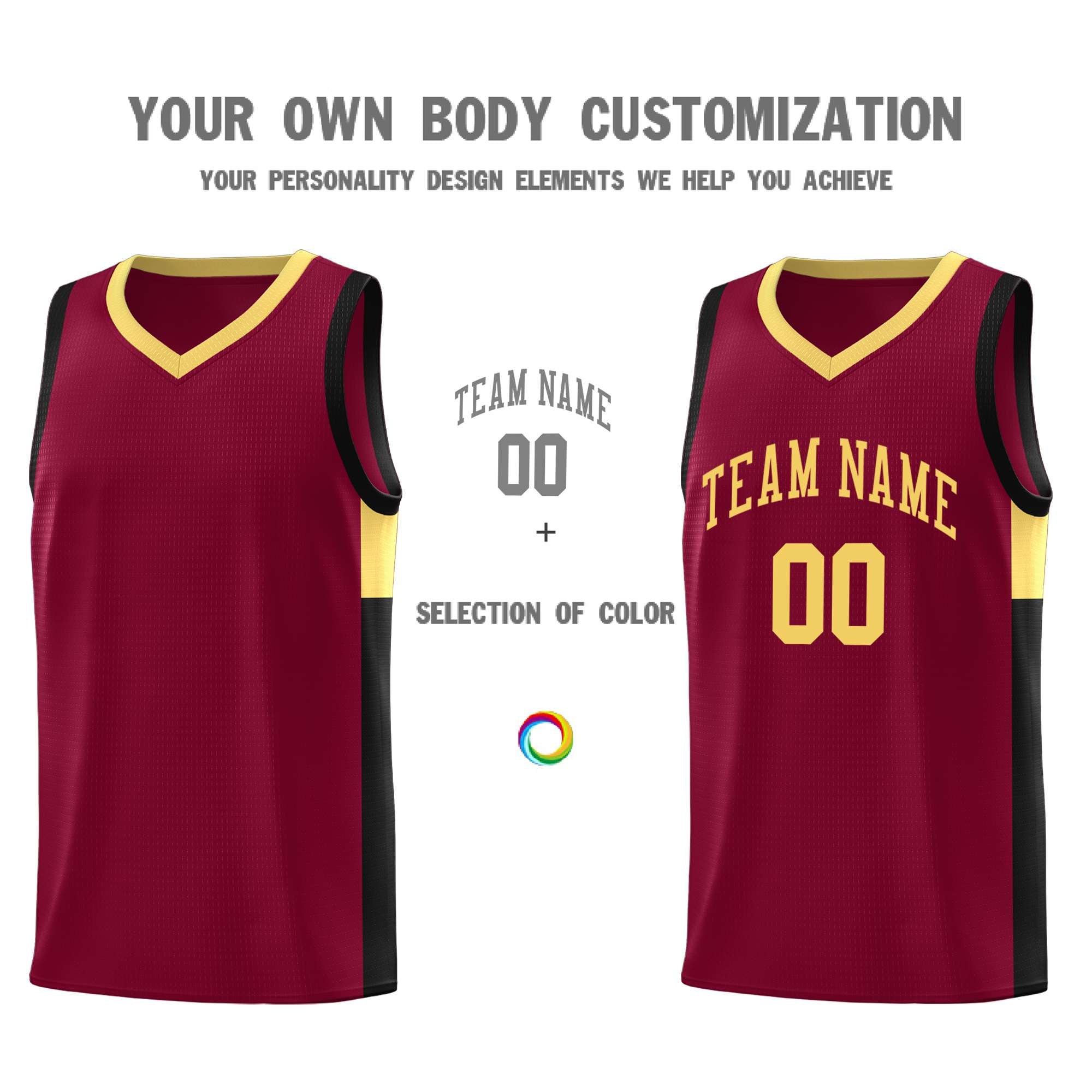 Custom Crimson Khaki Side Two-Tone Classic Sports Uniform Basketball Jersey