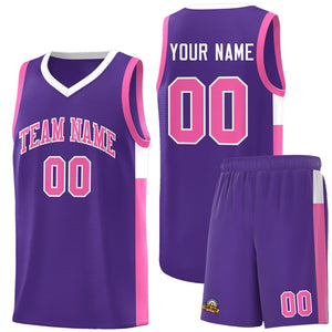 Custom Purple Pink-White Side Two-Tone Classic Sports Uniform Basketball Jersey