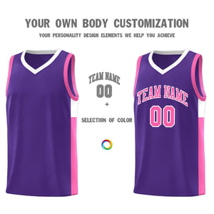 Custom Purple Pink-White Side Two-Tone Classic Sports Uniform Basketball Jersey