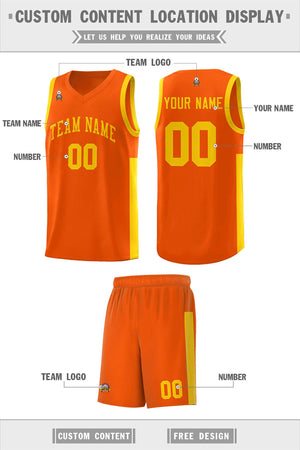 Custom Orange Gold Side Two-Tone Classic Sports Uniform Basketball Jersey