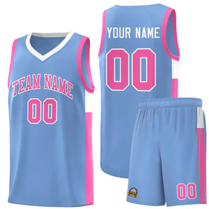 Custom Light Blue Pink Side Two-Tone Classic Sports Uniform Basketball Jersey