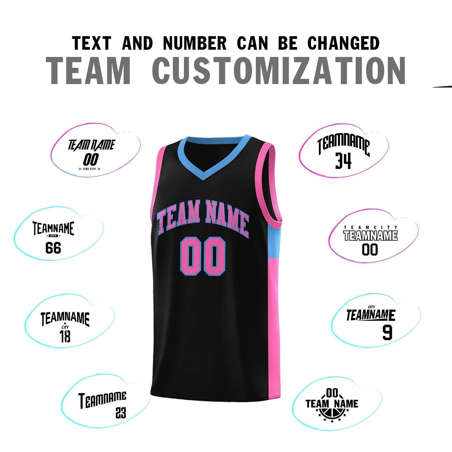 Custom Black Pink Side Two-Tone Classic Sports Uniform Basketball Jersey