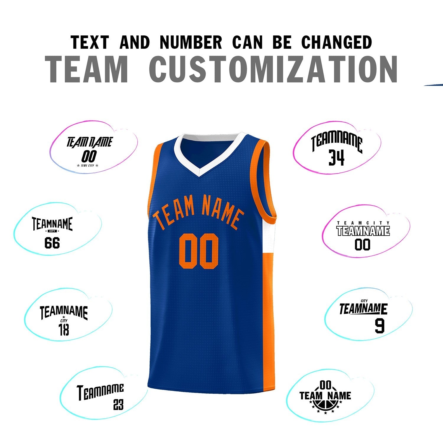 Custom Royal Orange Side Two-Tone Classic Sports Uniform Basketball Jersey