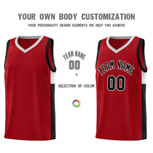 Custom Red Black-Gray Side Two-Tone Classic Sports Uniform Basketball Jersey