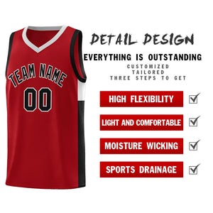 Custom Red Black-Gray Side Two-Tone Classic Sports Uniform Basketball Jersey