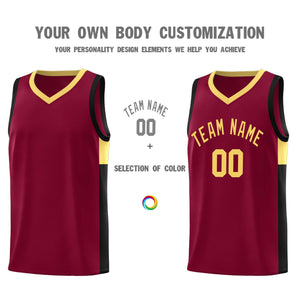 Custom Crimson Khaki Side Two-Tone Classic Sports Uniform Basketball Jersey