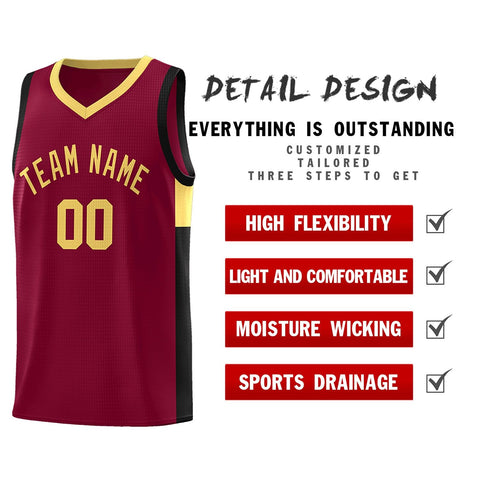 Custom Crimson Khaki Side Two-Tone Classic Sports Uniform Basketball Jersey