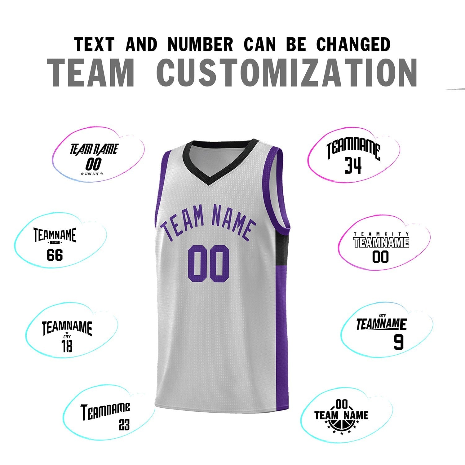 Custom Gray Purple Side Two-Tone Classic Sports Uniform Basketball Jersey