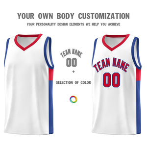 Custom White Red-Royal Side Two-Tone Classic Sports Uniform Basketball Jersey