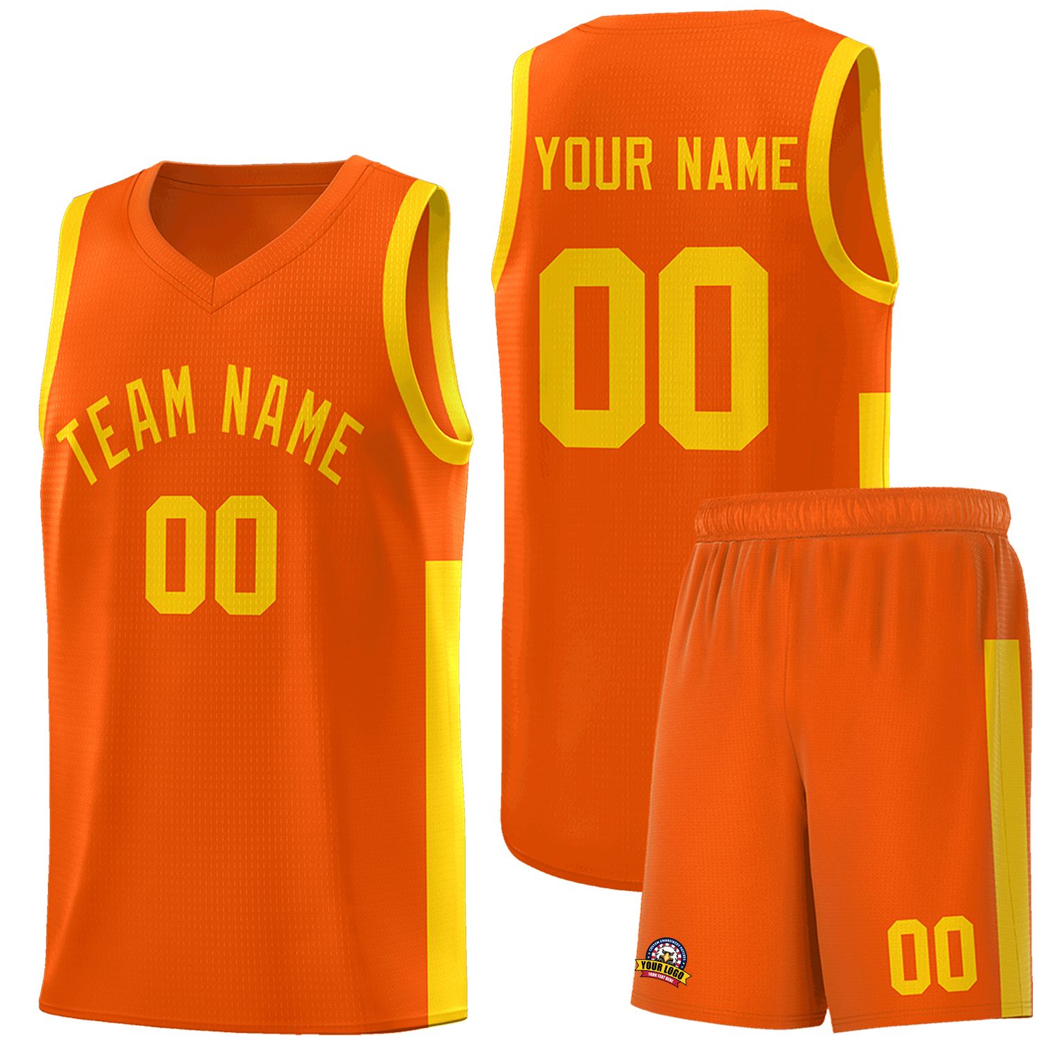 Custom Orange Gold Side Two-Tone Classic Sports Uniform Basketball Jersey