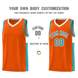 Custom Orange Aqua-White Side Two-Tone Classic Sports Uniform Basketball Jersey