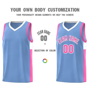 Custom Light Blue Pink Side Two-Tone Classic Sports Uniform Basketball Jersey