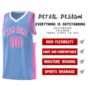 Custom Light Blue Pink Side Two-Tone Classic Sports Uniform Basketball Jersey