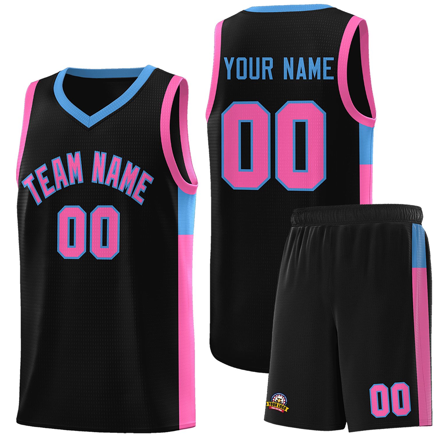 Custom Black Pink Side Two-Tone Classic Sports Uniform Basketball Jersey