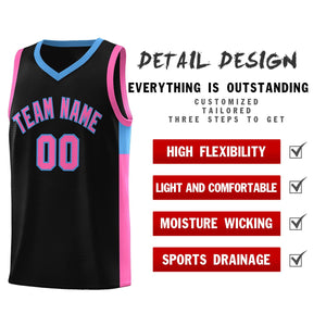 Custom Black Pink Side Two-Tone Classic Sports Uniform Basketball Jersey