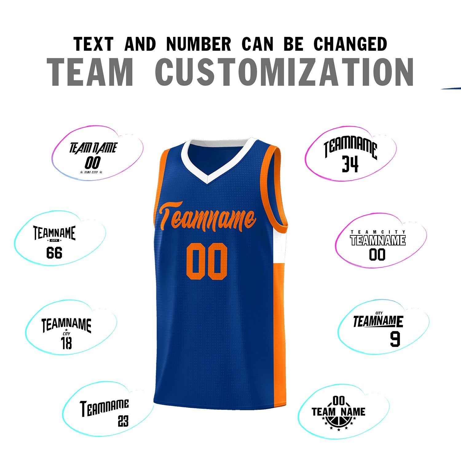 Custom Royal Orange Side Two-Tone Classic Sports Uniform Basketball Jersey