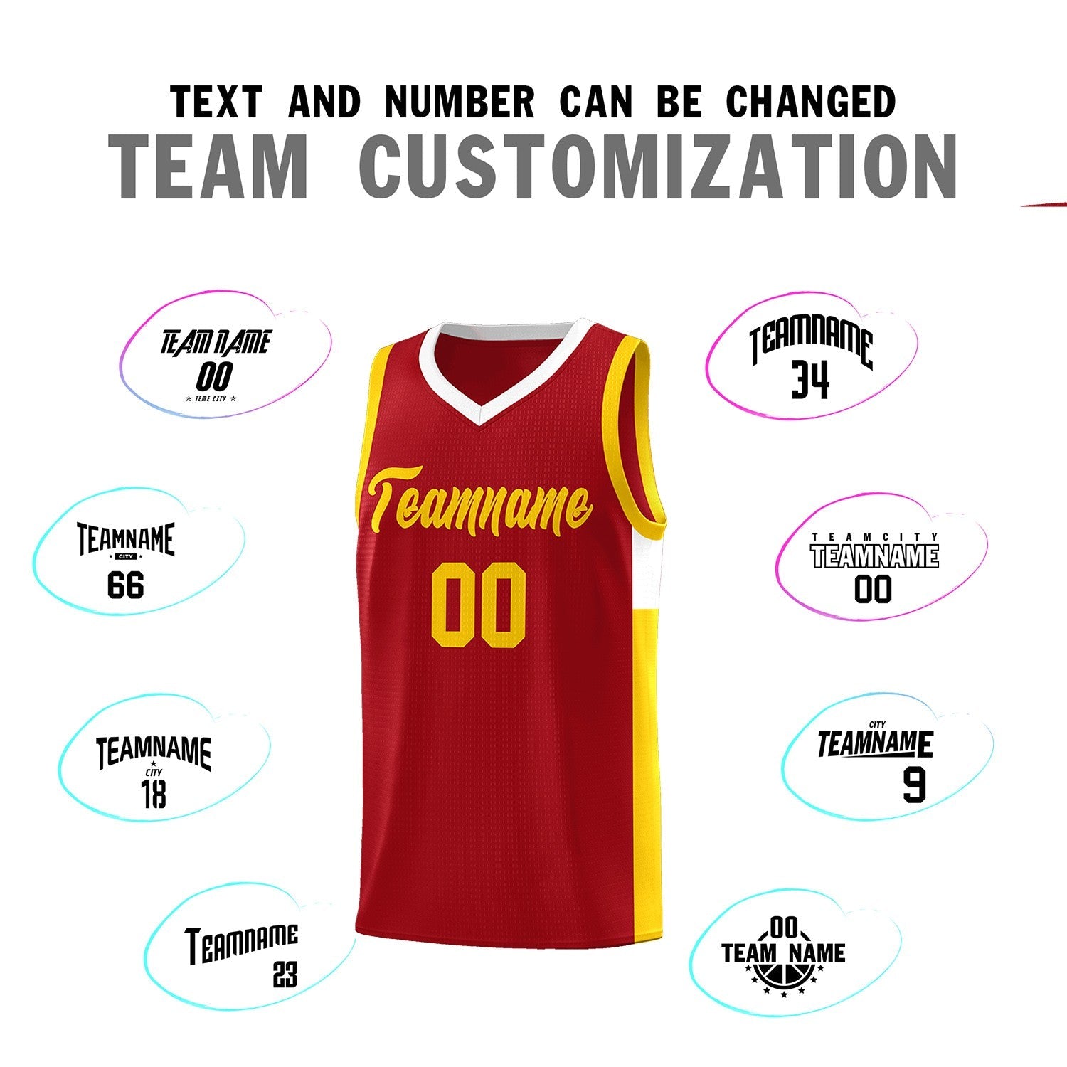 Custom Red Gold Side Two-Tone Classic Sports Uniform Basketball Jersey