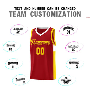 Custom Red Gold Side Two-Tone Classic Sports Uniform Basketball Jersey