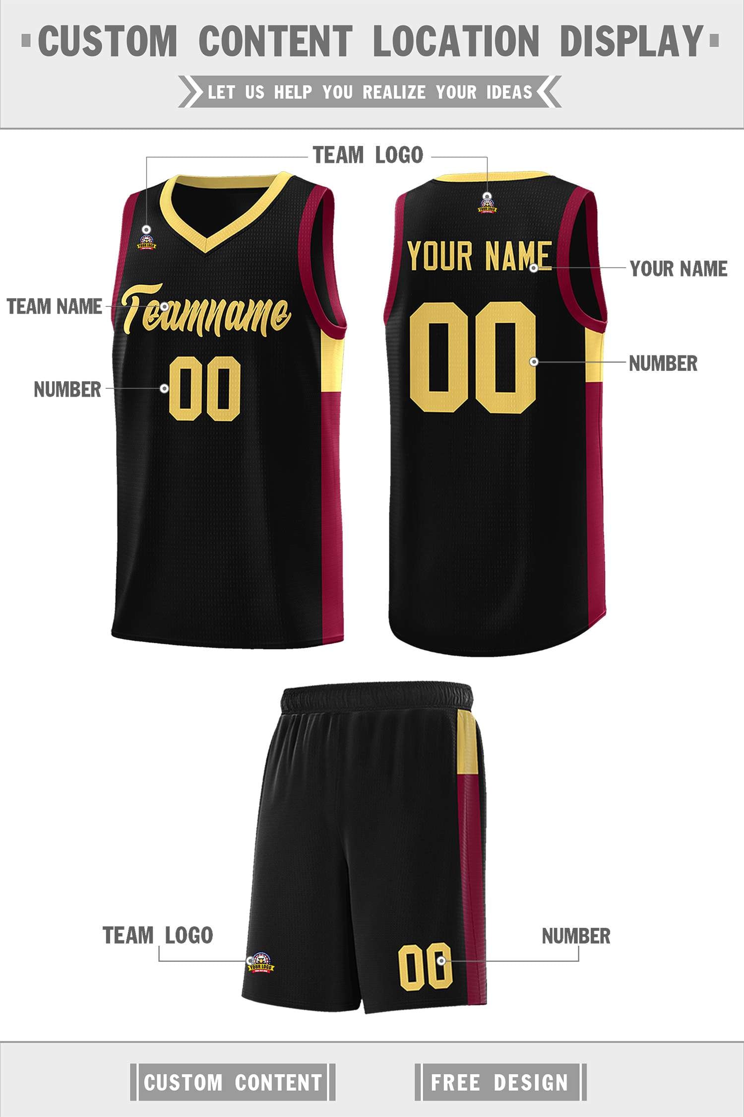 Custom Black Khaki Side Two-Tone Classic Sports Uniform Basketball Jersey