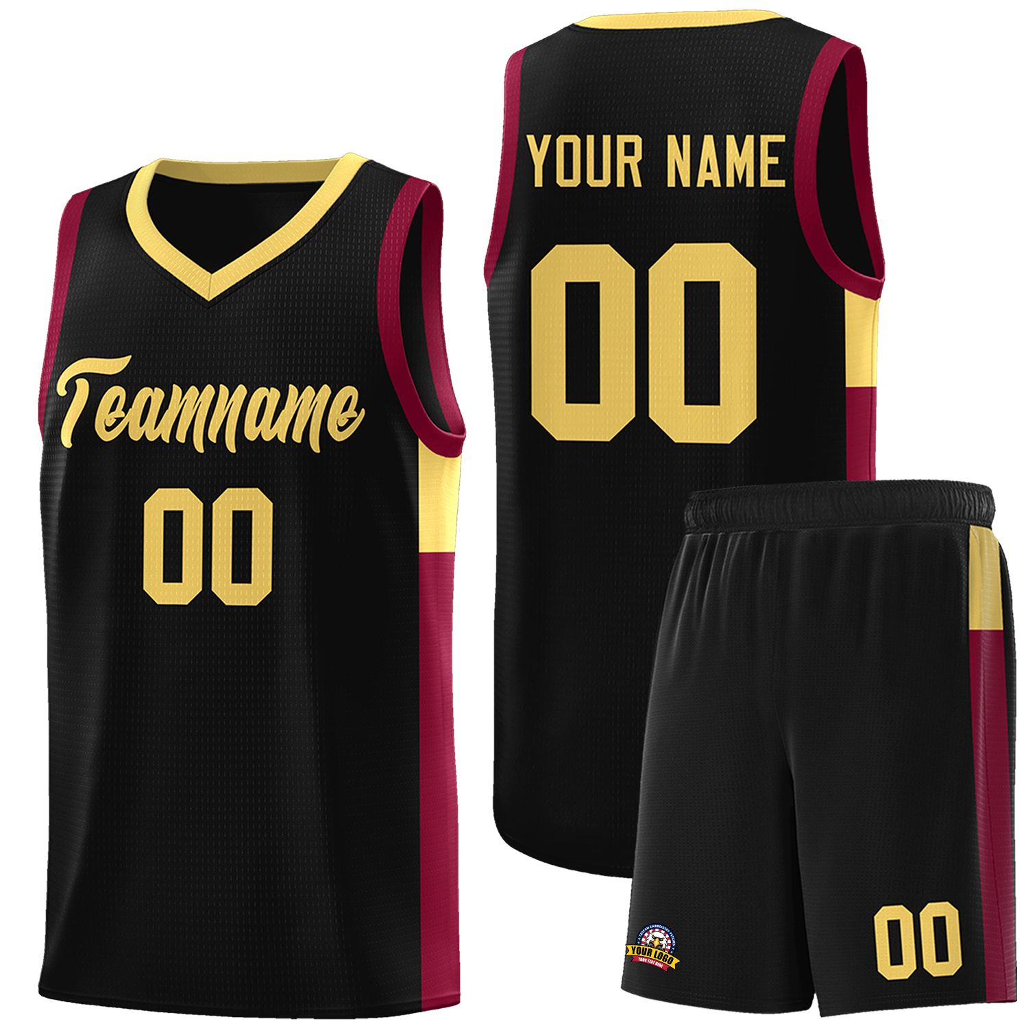 Custom Black Khaki Side Two-Tone Classic Sports Uniform Basketball Jersey