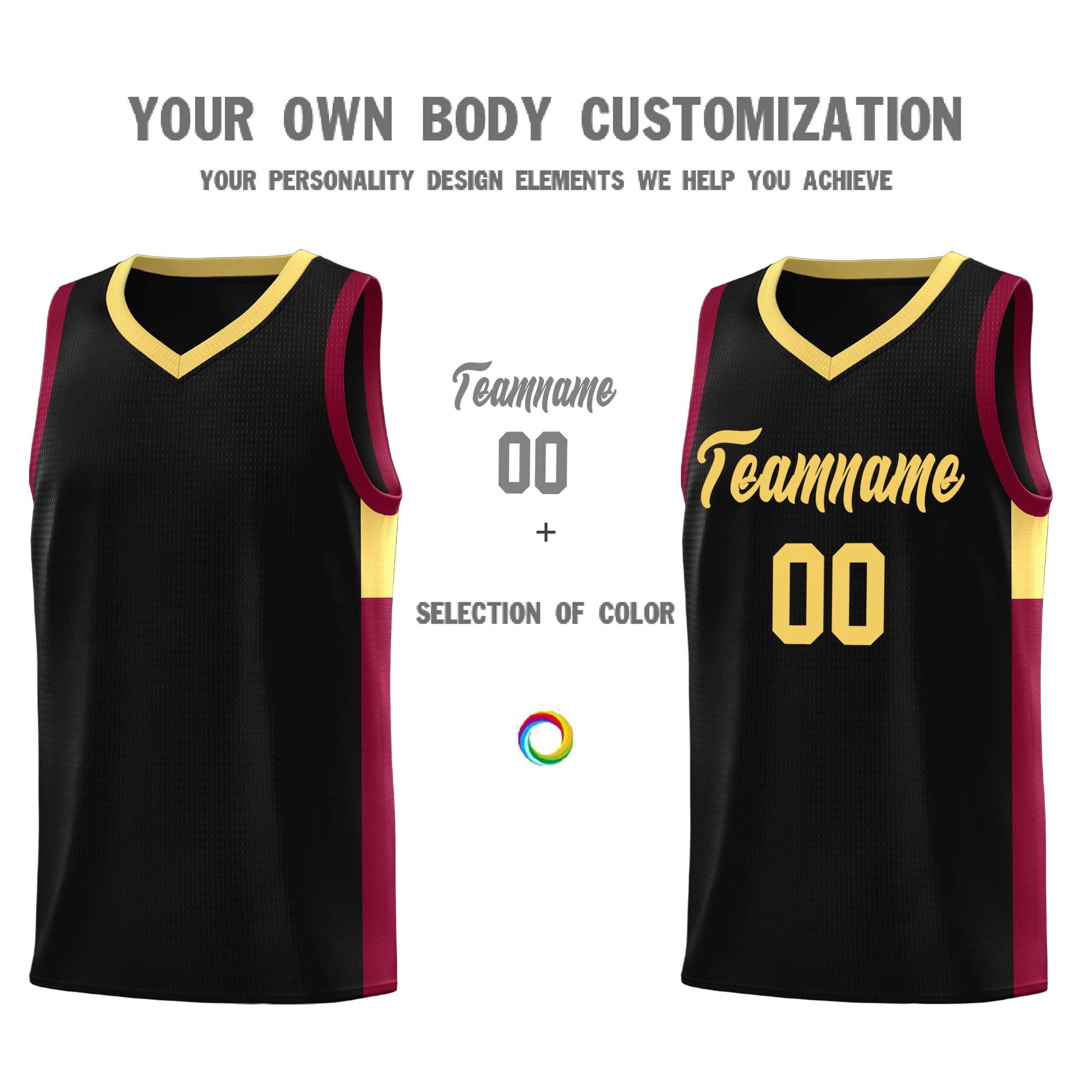 Custom Black Khaki Side Two-Tone Classic Sports Uniform Basketball Jersey