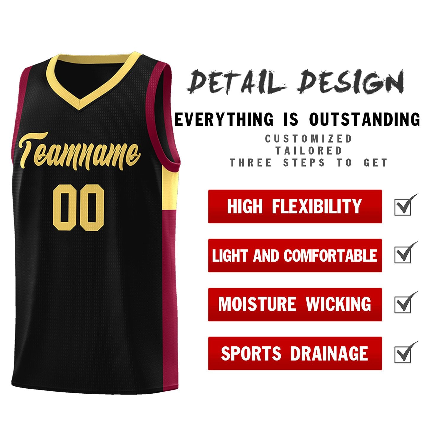 Custom Black Khaki Side Two-Tone Classic Sports Uniform Basketball Jersey